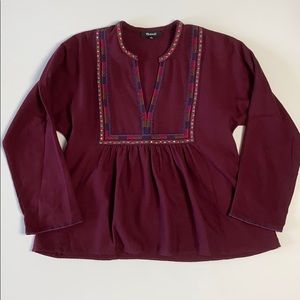 Madewell burgundy boho top size m